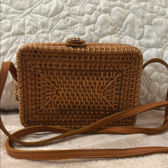 Handbags - Tan Rattan Crossbody Bag with Rustic Charm